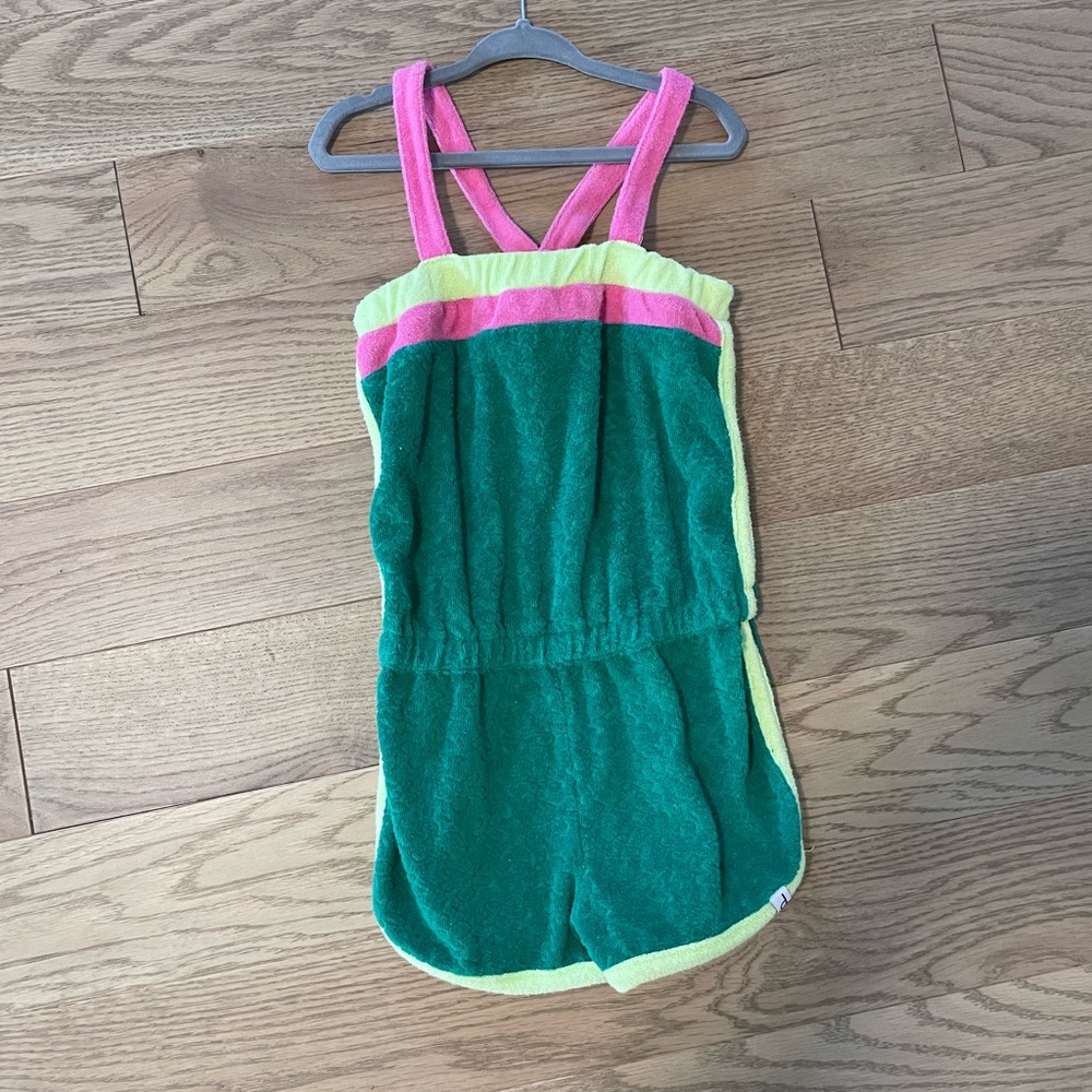 Green and Pink Terry Cloth Romper 

Jacquard Terry Cloth Romper